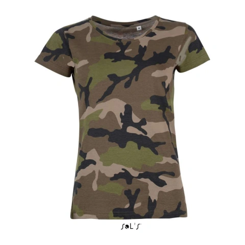 SO01187BLUC-2XL SOL'S CAMO WOMEN - ROUND COLLAR T-SHIRT